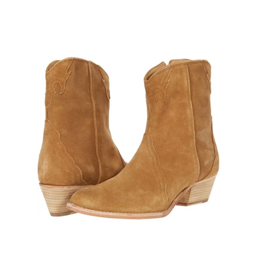 New in Box FREE PEOPLE New Frontier Western Boot Camel Suede Size 38 US 7-7.5